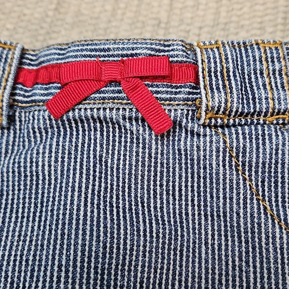 Gymboree Girls Railroad Stripe Denim Skirt Apple Buttons Size 5T Back to School